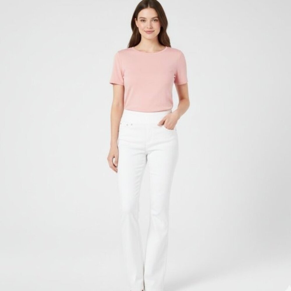 NWT DG2 by Diane Gilman Virtual Stretch Comfort Waist Bootcut Jean White XL